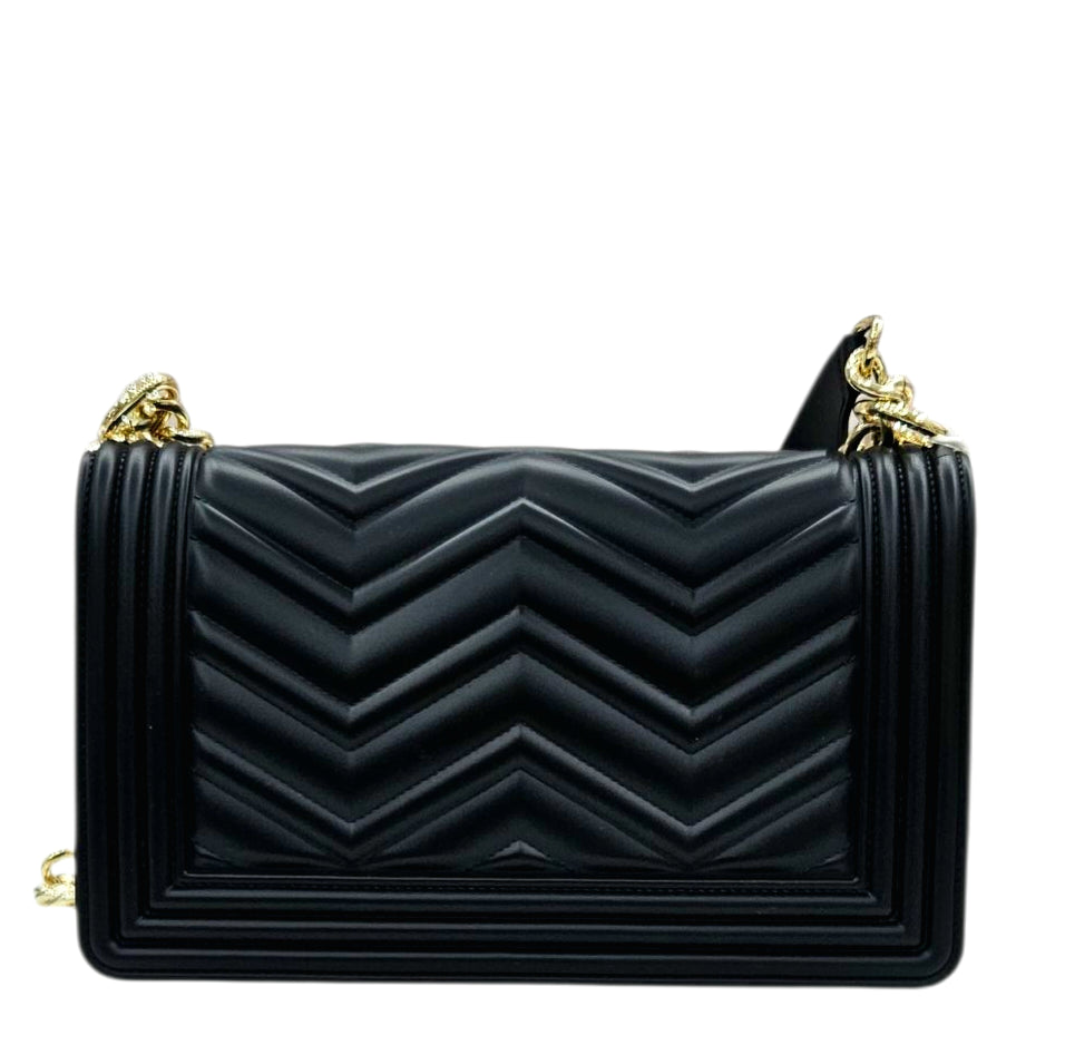 FLAT WAVE M 25 SHOULDER BAG BLACK LIGHT GOLD - BORSA - MARC ELLIS