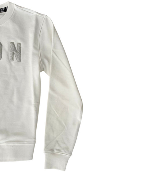 ICDF2W6F013 FELPA DONNA GIROCOLLO GLITTER BIANCO - FELPA - ICON