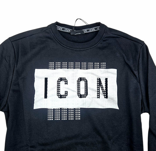 ICUF2W6F046 FELPA UOMO GIROCOLLO NERO - FELPA - ICON