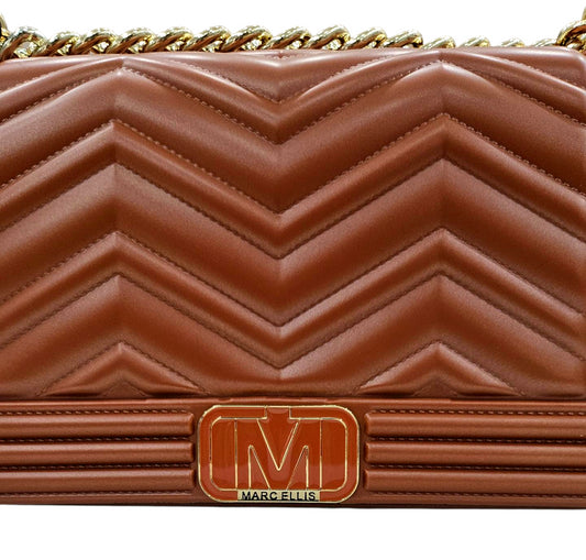 FLAT WAVE M 25 SHOULDER BAG DARK CUOIO LIGHT GOLD - BORSA - MARC ELLIS