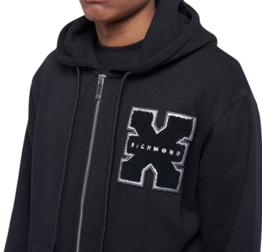 UMA24037FEOF BLACK SWEATSHIRT ZIP TRISON - FELPA - John Richmond