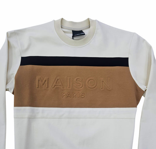 M9MF2478 FELPA GIRO BICOLOR PANNA CAMEL - FELPA - M9P