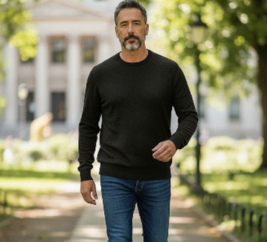 BASIC ROUND TRAMA NERO - MAGLIA - BUGER