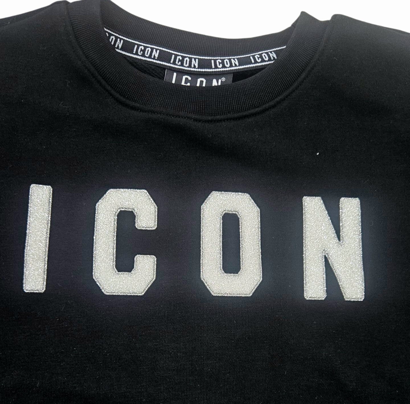 ICDF2W6F013 FELPA DONNA GIROCOLLO GLITTER NERO - FELPA - ICON