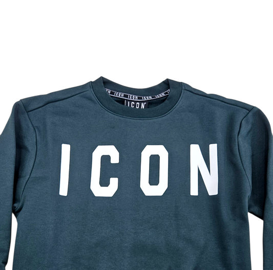 ICUF2W6F001 FELPA UOMO GIROCOLLO VERDE - FELPA - ICON