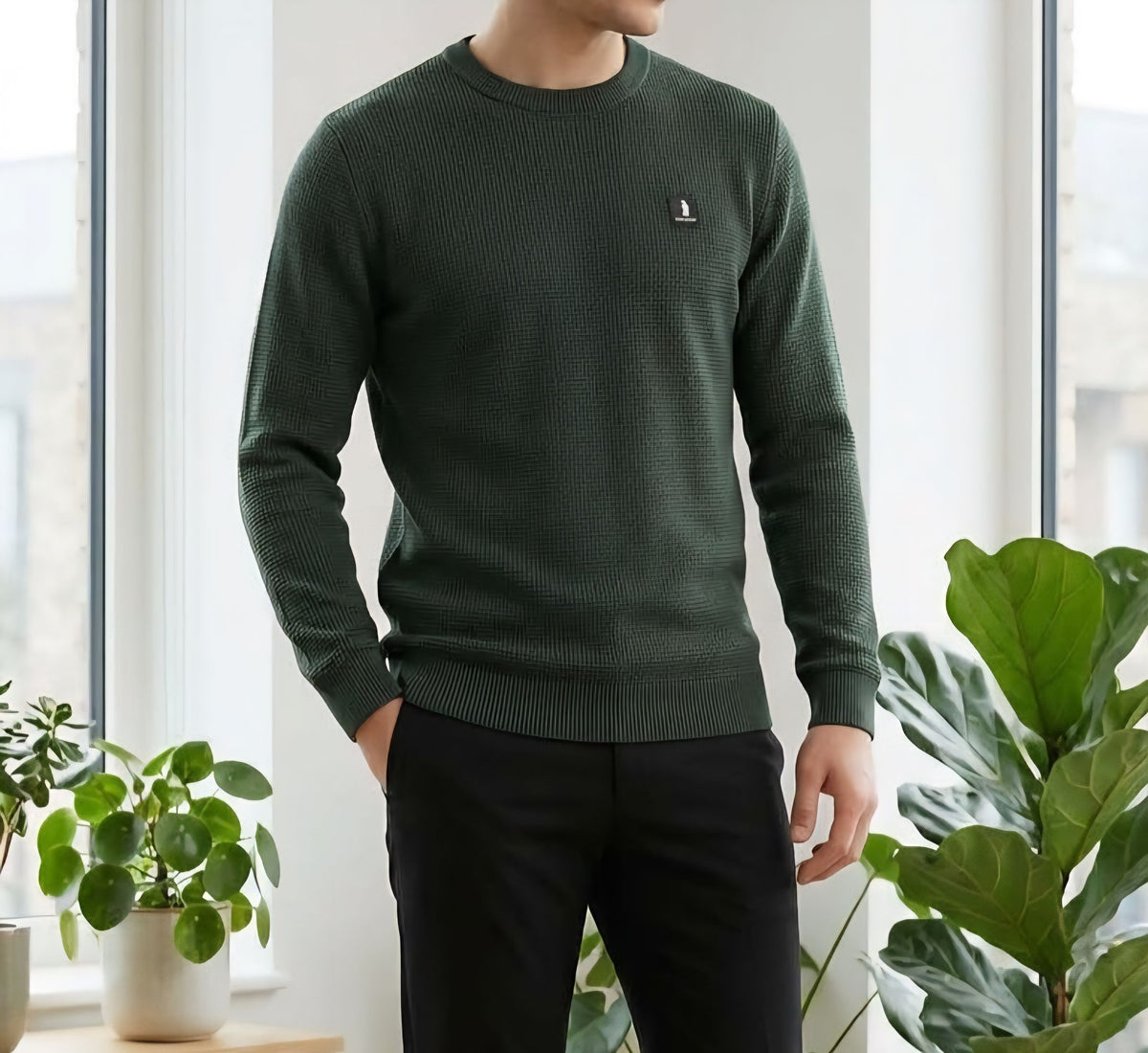 MAGLIA Uomo Refrigue R4061M262 GREWNECK WAFFLE FOREST