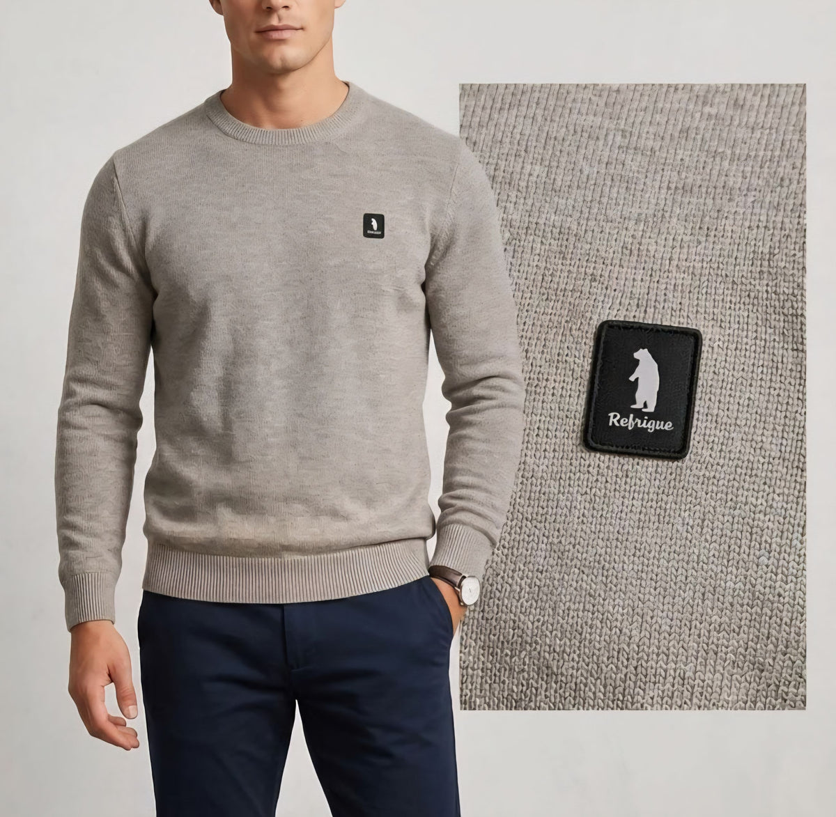 MAGLIA Uomo Refrigue R4076M262 VANISSE CREWNECK TAUPE