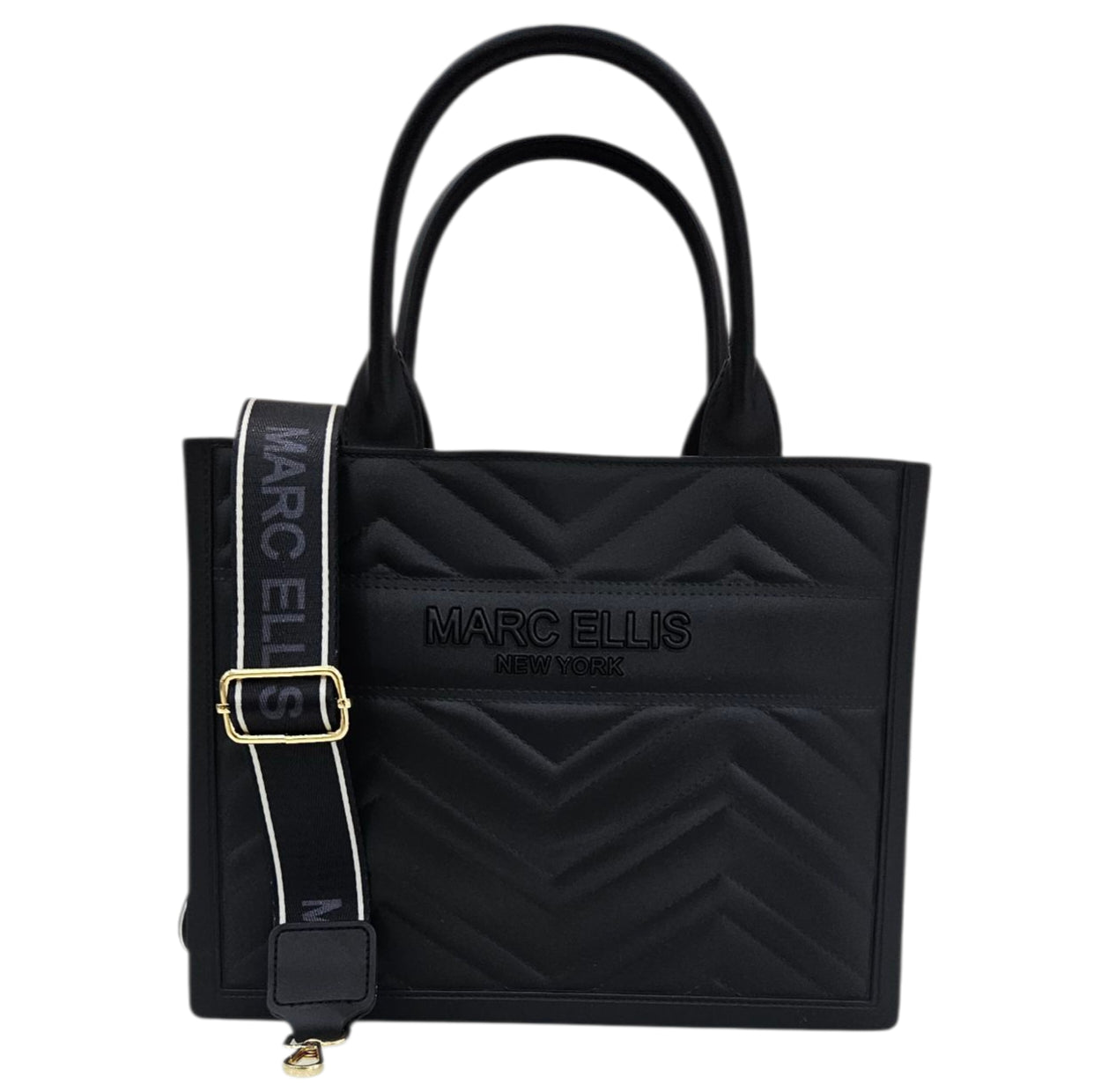 FLAT BUBY WAVE M HANDBAG BLACK LIGHT GOLD - BORSA - MARC ELLIS