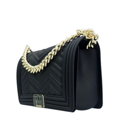 FLAT WAVE M BLACK  LIGHT GOLD - BORSA - MARC ELLIS