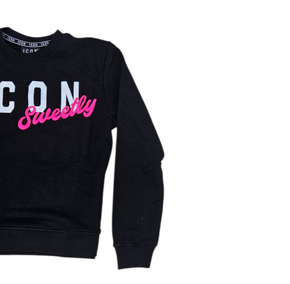 ICDF2W6F012 FELPA DONNA GIROCOLLO NERO - FELPA - ICON