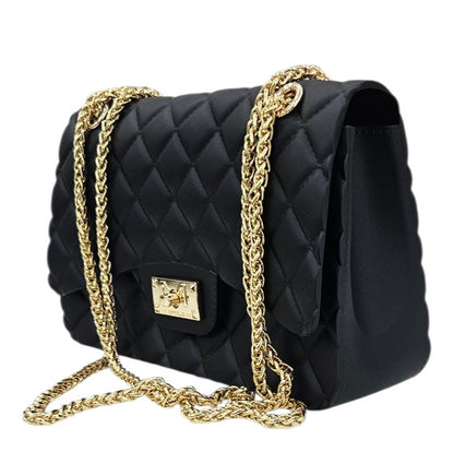 FLAT FALCON M SHOULDER BAG BLACK LIGHT GOLD - BORSA - MARC ELLIS