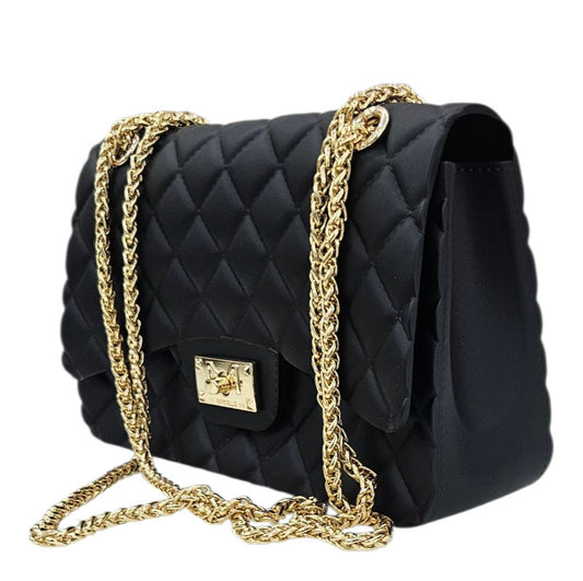 FLAT FALCON M SHOULDER BAG BLACK LIGHT GOLD - BORSA - MARC ELLIS