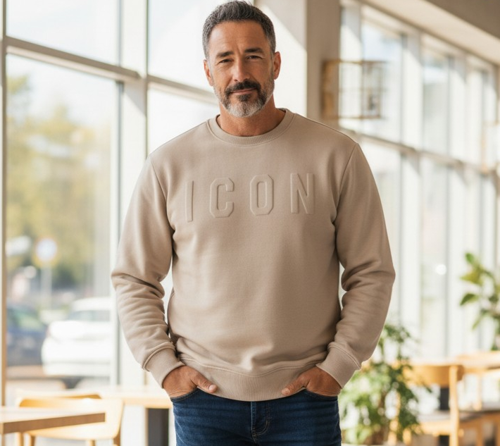 IUF034 GIROCOLLO LOGO IN RILIEVO AVORIO - Felpe - ICON