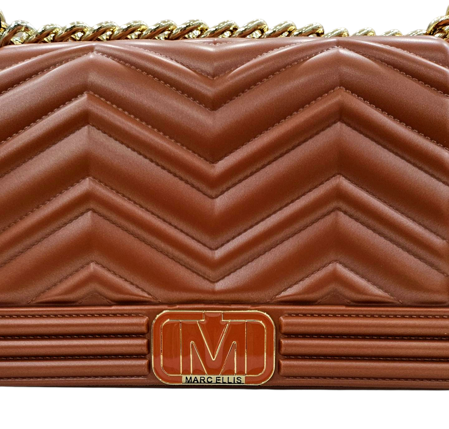 FLAT WAVE M 25 SHOULDER BAG DARK CUOIO LIGHT GOLD - BORSA - MARC ELLIS