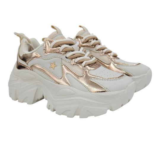 SNEAKERS DONNA SHOPART SASF262008 CREMA BRONZO MOD.. CHUNKY MEGAN