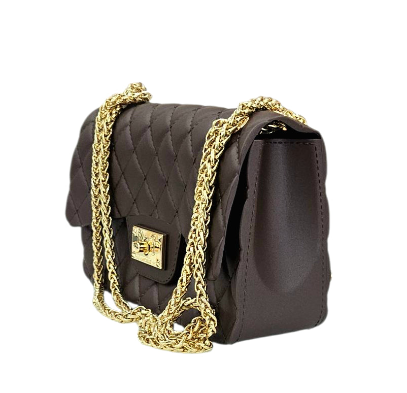 FLAT FALCON S SHOULDER BAG COCOA LIGHT GOLD - BORSA - MARC ELLIS