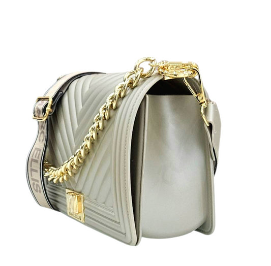 FLAT M 25 SHOULDER BAG TAUPE LIGHT GOLD - BORSA - MARC ELLIS