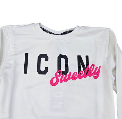 ICDF2W6F012 FELPA DONNA GIROCOLLO BIANCO - FELPA - ICON