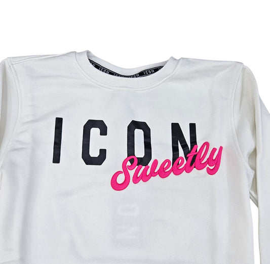 ICDF2W6F012 FELPA DONNA GIROCOLLO BIANCO - FELPA - ICON