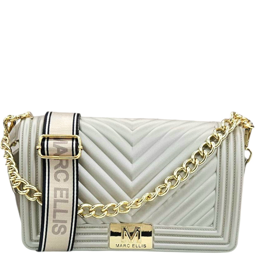 FLAT M 25 SHOULDER BAG TAUPE LIGHT GOLD - BORSA - MARC ELLIS