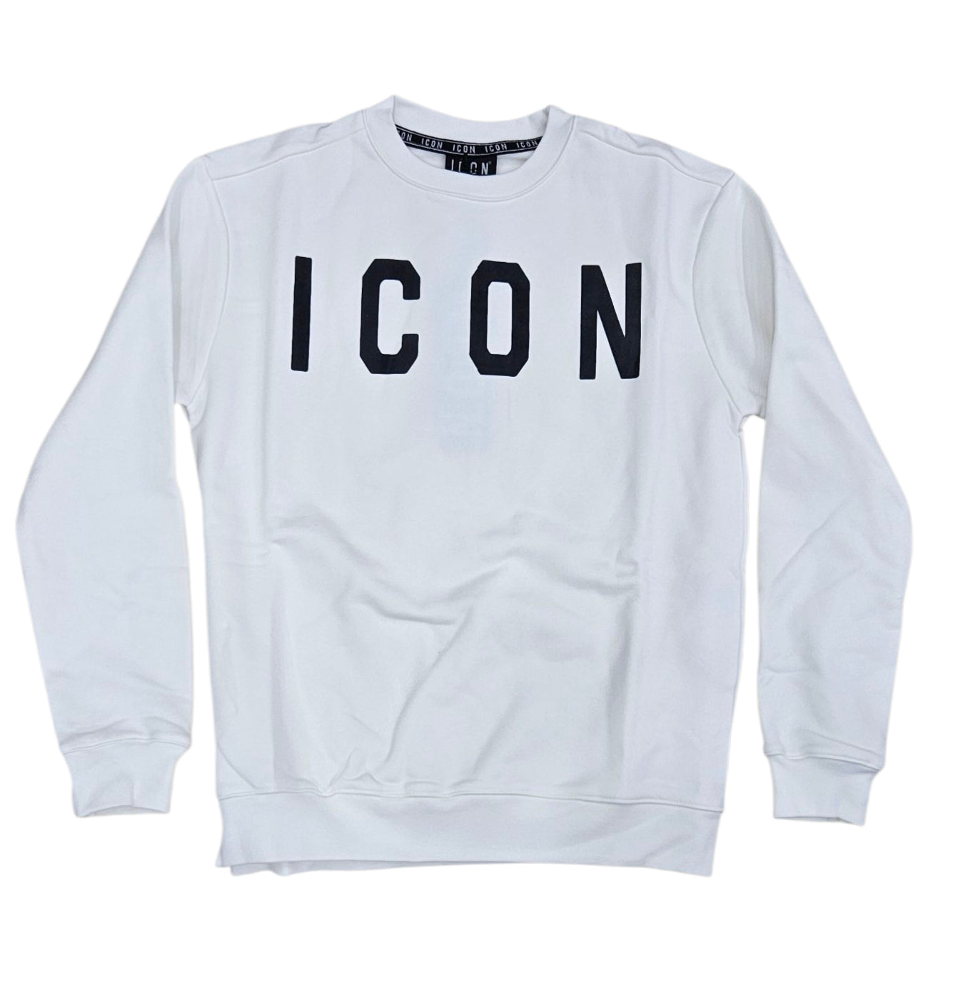 ICUF2W6F001 FELPA UOMO GIROCOLLO BIANCO - FELPA - ICON