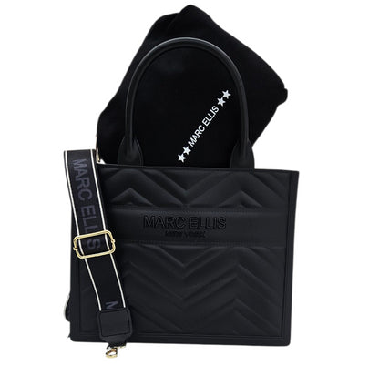 FLAT BUBY WAVE M HANDBAG BLACK LIGHT GOLD - BORSA - MARC ELLIS