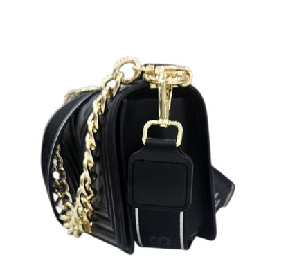 FLAT S 25 SHOULDER BAG BLACK LIGHT GOLD - BORSA - MARC ELLIS