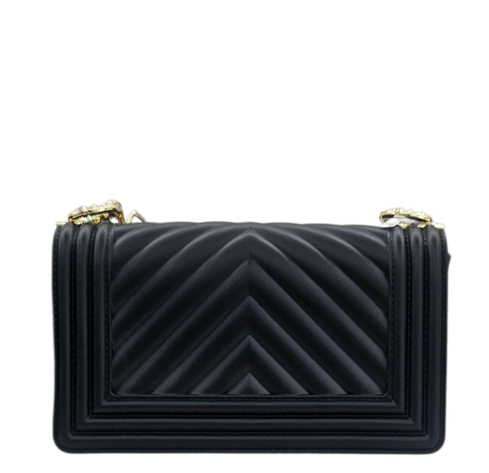 FLAT S 25 SHOULDER BAG BLACK LIGHT GOLD - BORSA - MARC ELLIS