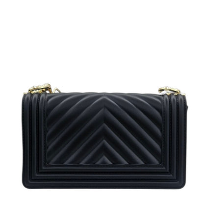 FLAT S 25 SHOULDER BAG BLACK LIGHT GOLD - BORSA - MARC ELLIS