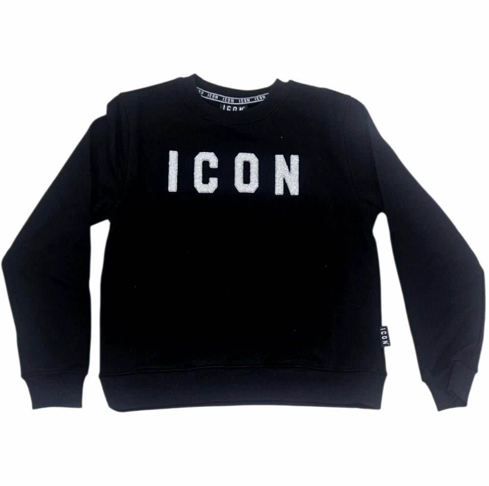 ICDF2W6F013 FELPA DONNA GIROCOLLO GLITTER NERO - FELPA - ICON