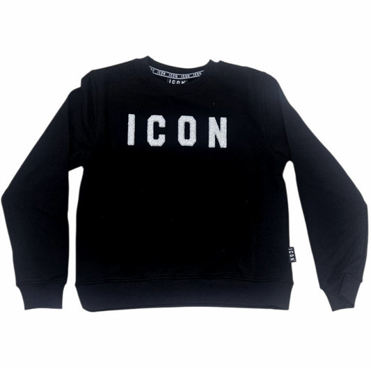 ICDF2W6F013 FELPA DONNA GIROCOLLO GLITTER NERO - FELPA - ICON