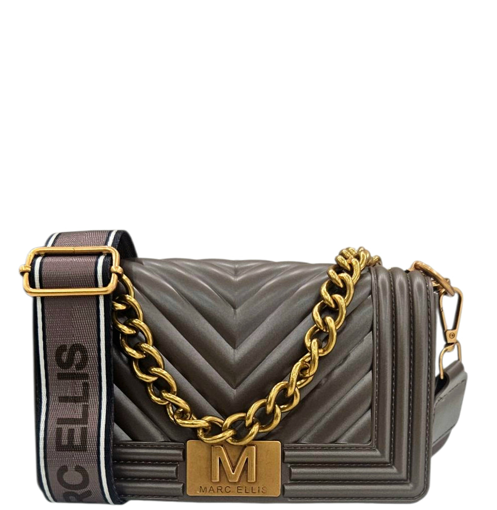 FLAT S 25 SHOULDER BAG COCOA RAME - BORSA - MARC ELLIS