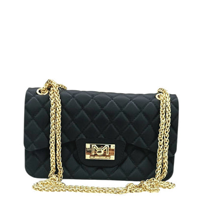 FLAT FALCON S SHOULDER BAG BLACK LIGHT GOLD - BORSA - MARC ELLIS