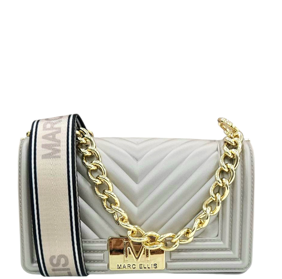 FLAT S 25 SHOULDER BAG TAUPE LIGHT GOLD - BORSA - MARC ELLIS