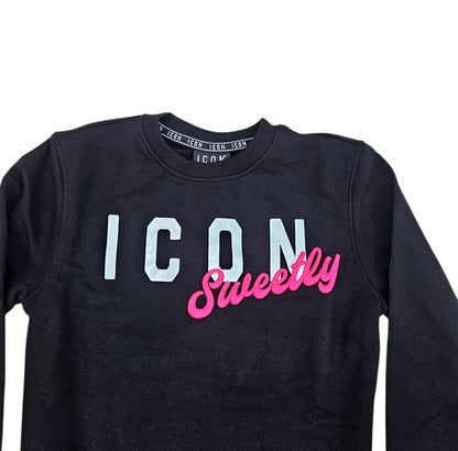 ICDF2W6F012 FELPA DONNA GIROCOLLO NERO - FELPA - ICON