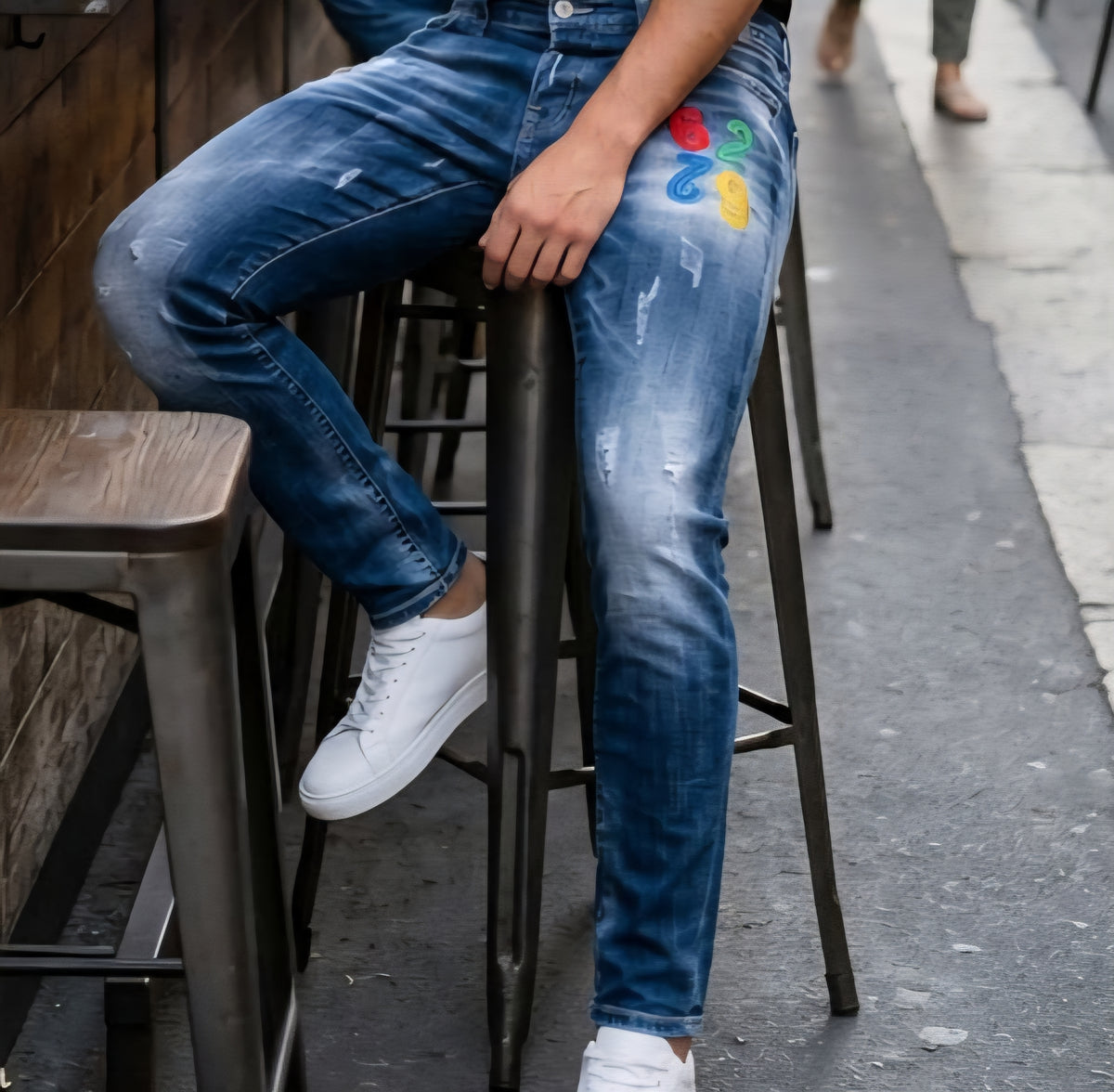 Pantaloni Uomo G2 FIRENZE COLOR RICAMO BLU