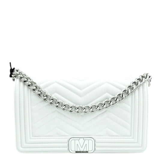 FLAT WAVE M MILK SATIN SILVER - BORSA - MARC ELLIS