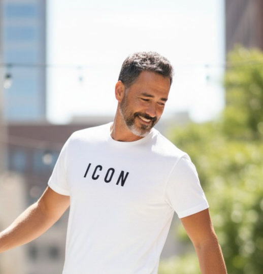 IUT002 GIROCOLLO LOGO CENTRALE BIANCO - T-Shirt e Polo - ICON