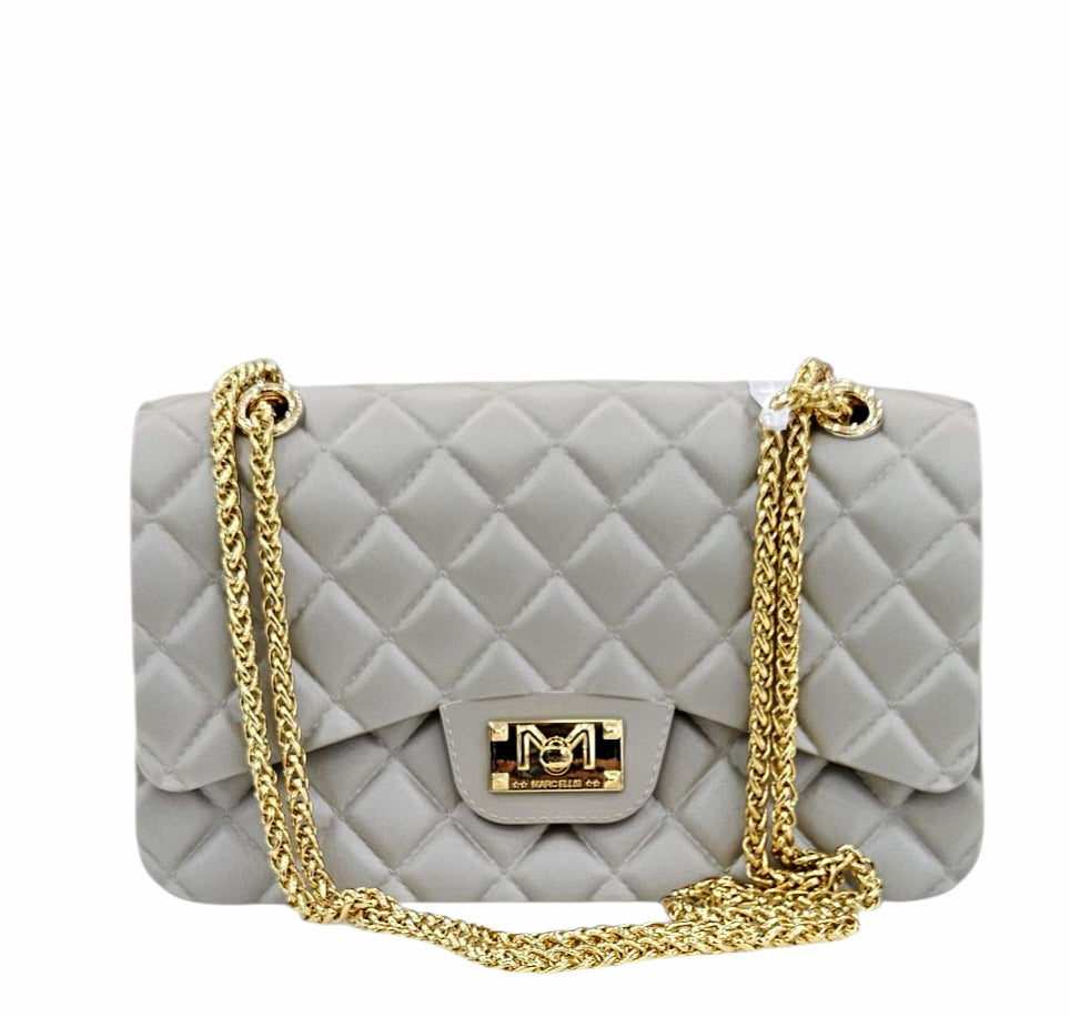 FLAT FALCON M SHOULDER BAG TAUPE LIGHT GOLD - BORSA - MARC ELLIS