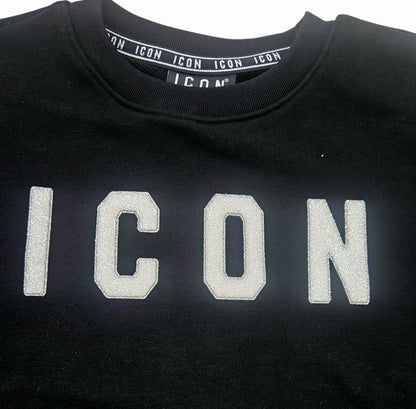 ICDF2W6F013 FELPA DONNA GIROCOLLO GLITTER NERO - FELPA - ICON