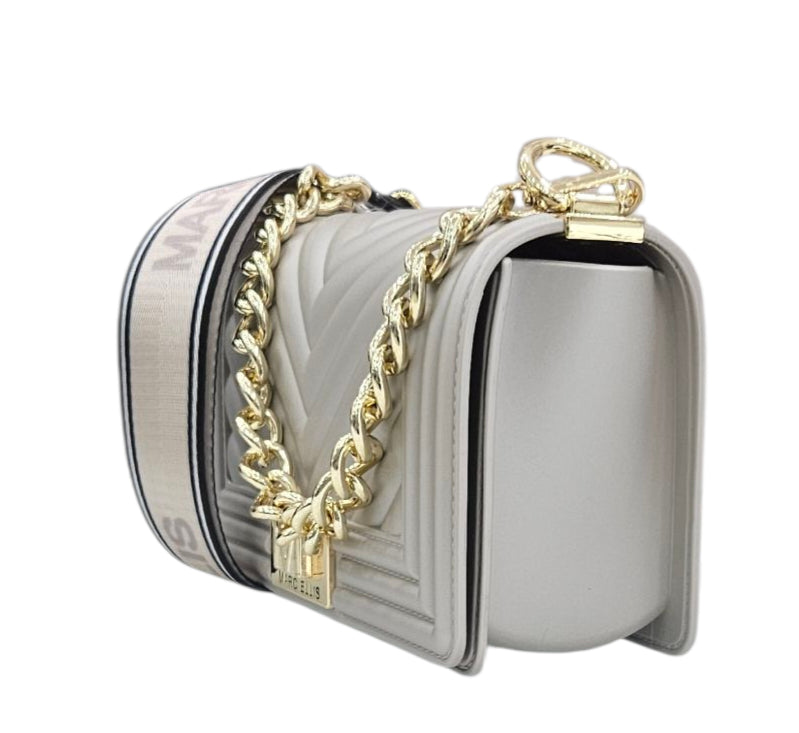 FLAT S 25 SHOULDER BAG TAUPE LIGHT GOLD - BORSA - MARC ELLIS