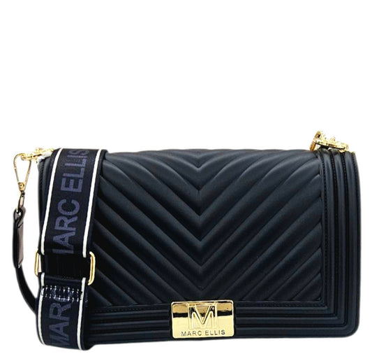FLAT M 25 SHOULDER BAG BLACK LIGHT GOLD - BORSA - MARC ELLIS
