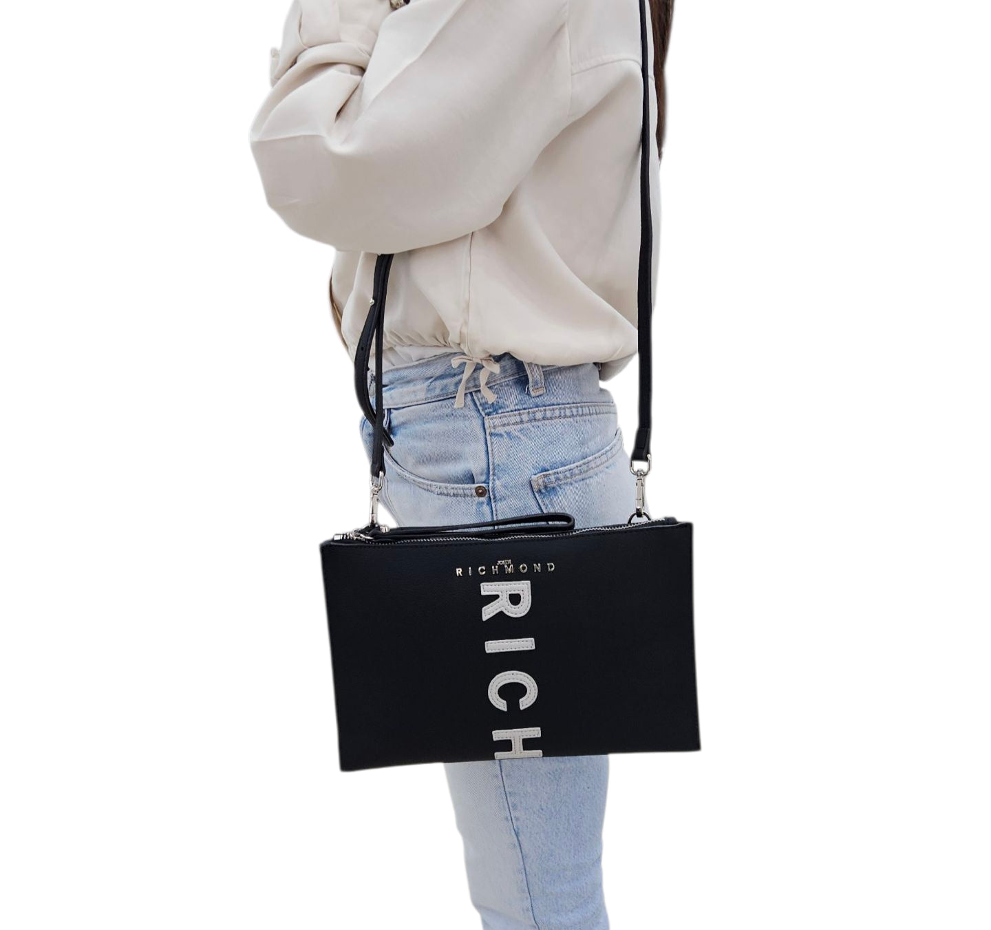 POCHETTE ANYAMI RWA 25212BO 9L BLACK SILVER - POCHETTE - John Richmond