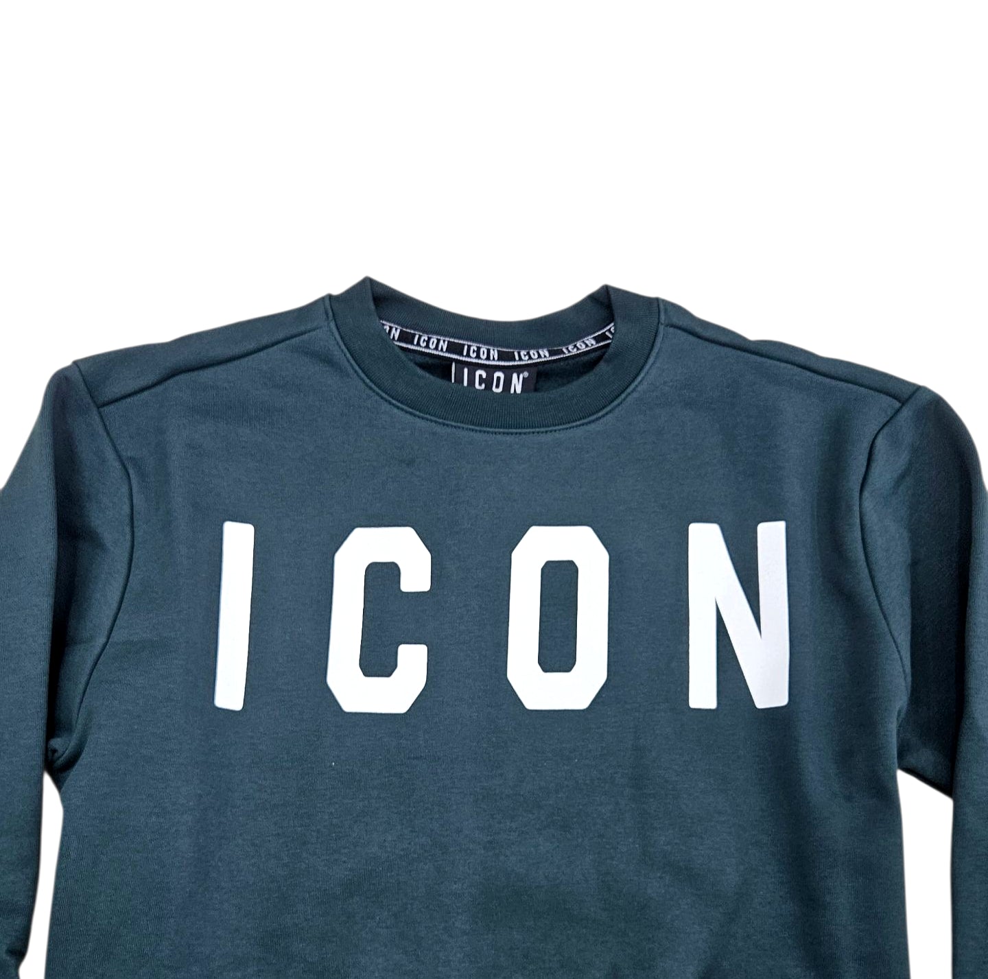 ICUF2W6F001 FELPA UOMO GIROCOLLO VERDE - FELPA - ICON