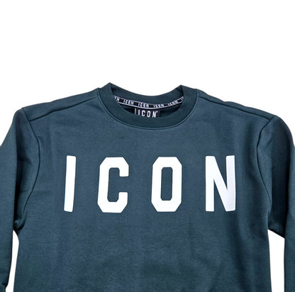 ICUF2W6F001 FELPA UOMO GIROCOLLO VERDE - FELPA - ICON