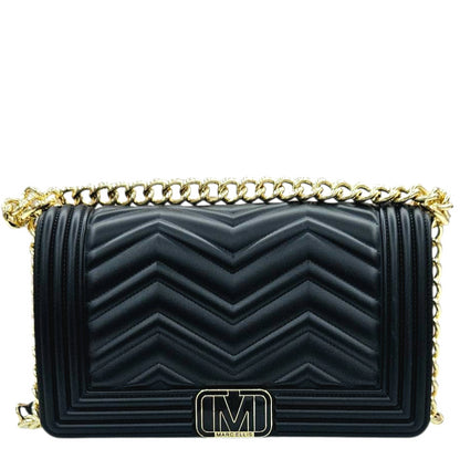 FLAT WAVE M 25 SHOULDER BAG BLACK LIGHT GOLD - BORSA - MARC ELLIS