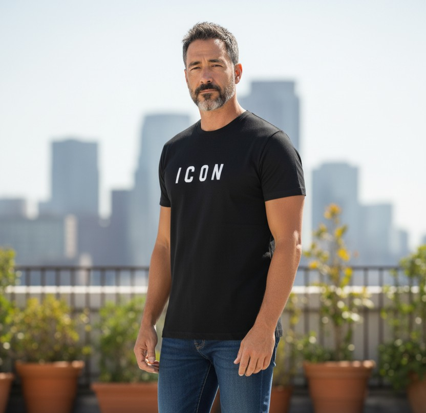 IUT002 GIROCOLLO LOGO CENTRALE NERO - T-Shirt e Polo - ICON