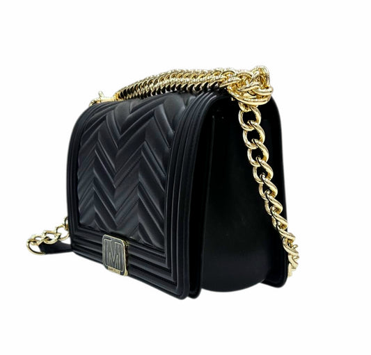 FLAT WAVE M 25 SHOULDER BAG BLACK LIGHT GOLD - BORSA - MARC ELLIS