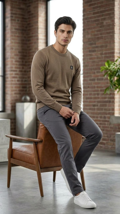 MAGLIA Uomo Refrigue R4050M262 CREWNECK ICON TAUPE