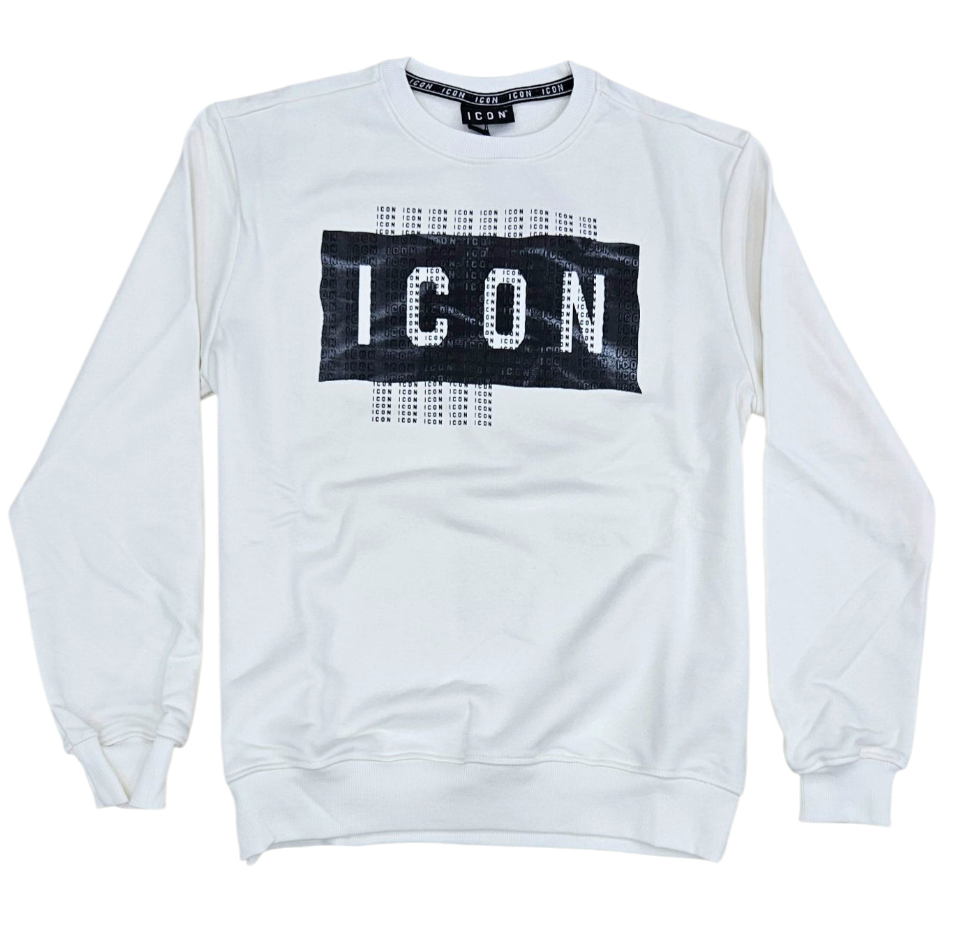 ICUF2W6F046 FELPA UOMO GIROCOLLO BIANCO - FELPA - ICON